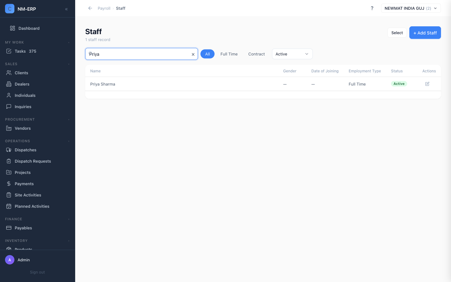 Staff list