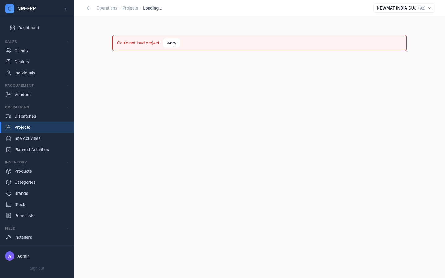 Project Payments tab